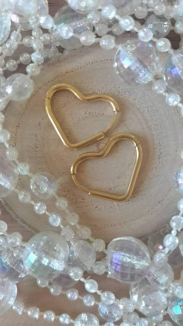 💛 Créoles Cœur 20 mm – Acier Inoxydable Doré