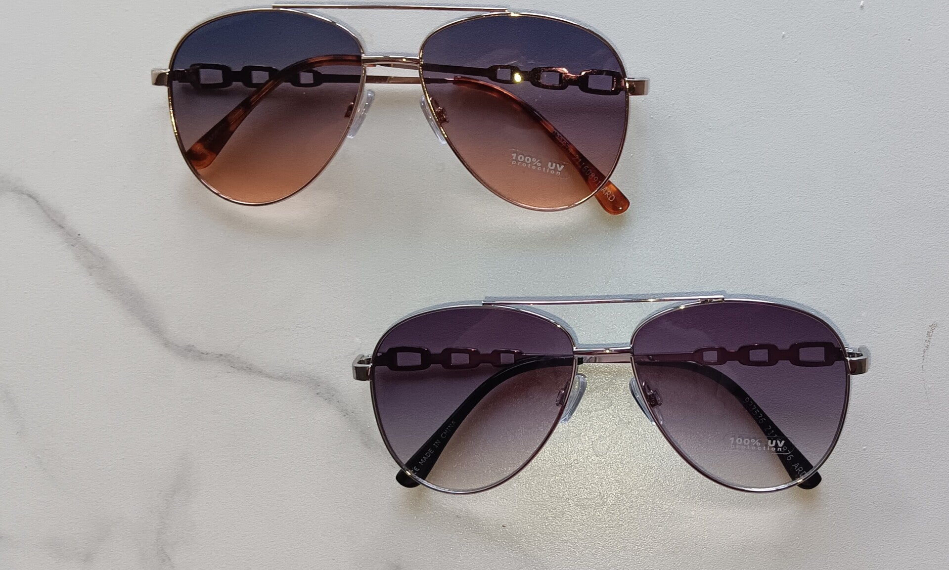 Aviator Chain-Detail Sunglasses