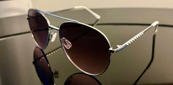 Luxury Silver Aviator Sunglasses with Twisted Temple Detail