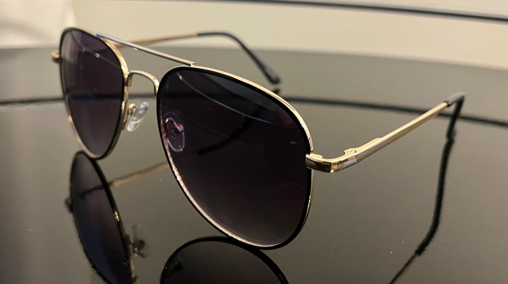 Gold Aviator Sunglasses with Dark Tinted Lenses