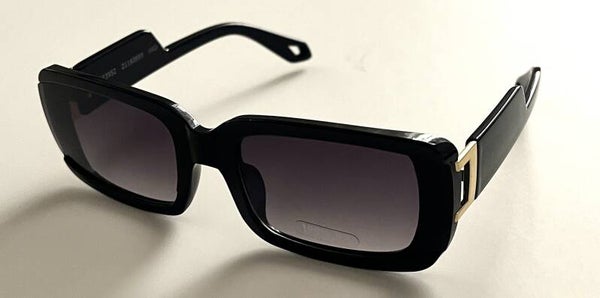 Rectangular Black Sunglasses with Gold Accent