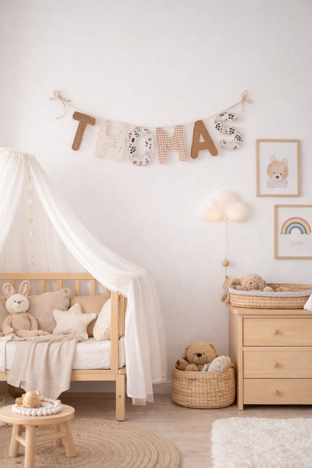 Guirlande prénom personnalisable - Thème Beige