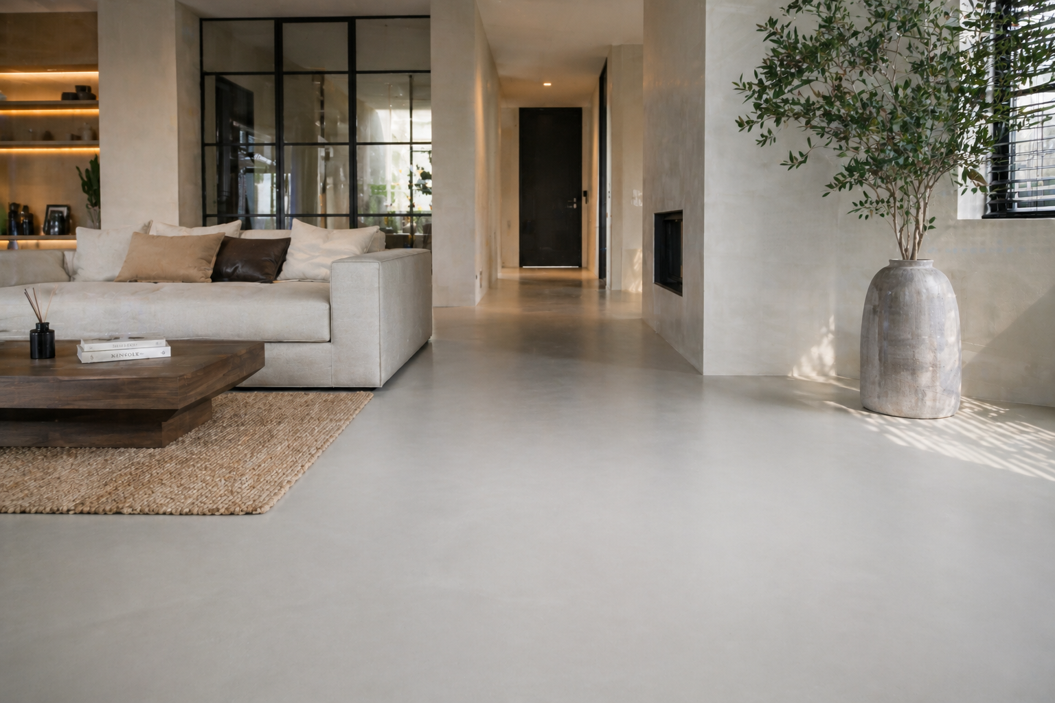 Gietvloer desgin Lavasteen Microcement Woonbeton PU polyurethaan betoncire