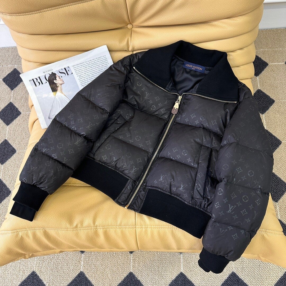 L/V home stand-up collar short dark pattern down jacket