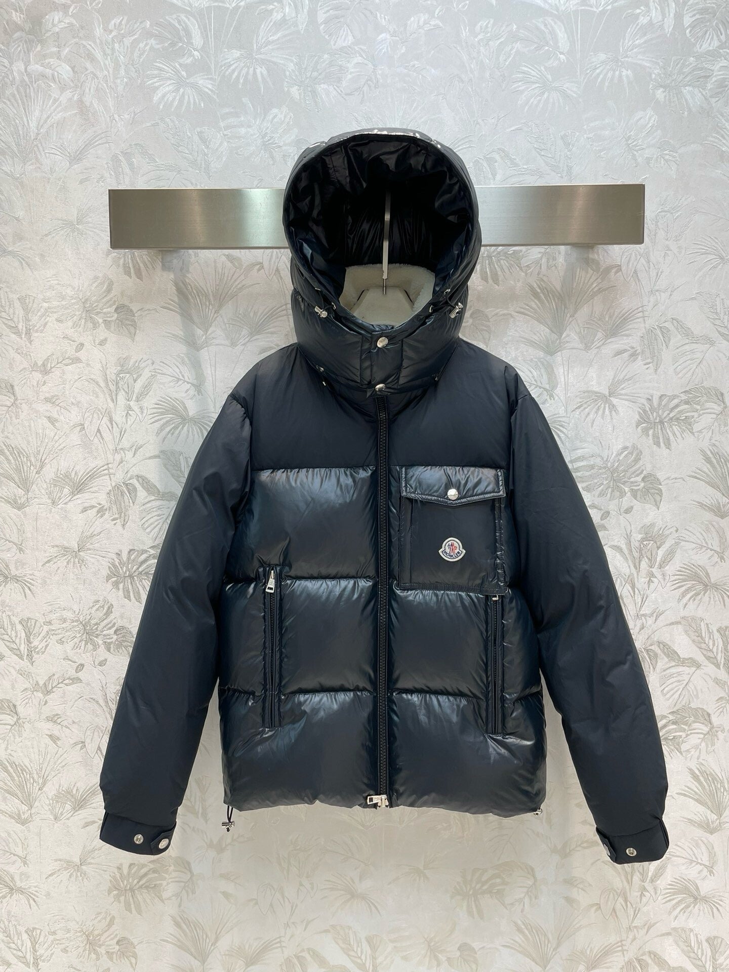 Moncle* 23 new style drawstring waist bread down jacket hooded detachable