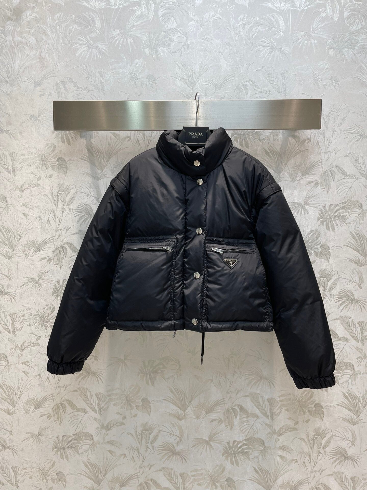 PD home 23 autumn and winter new style stand-up collar hooded short down jacket