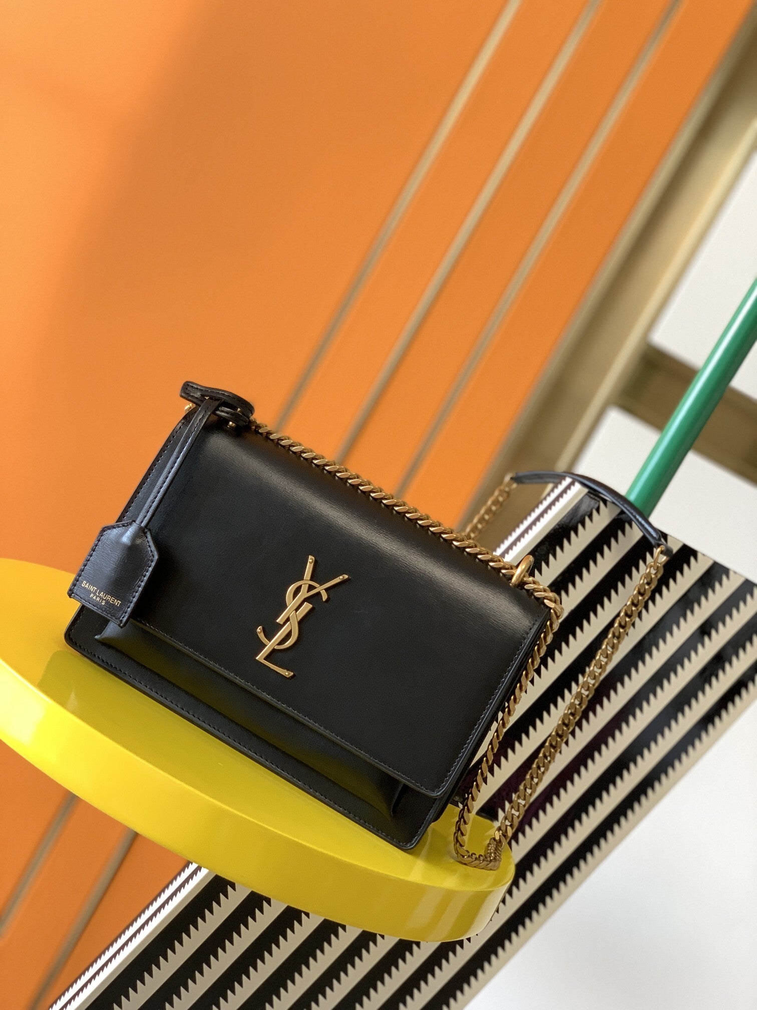 Sunset gold hardware leather bag