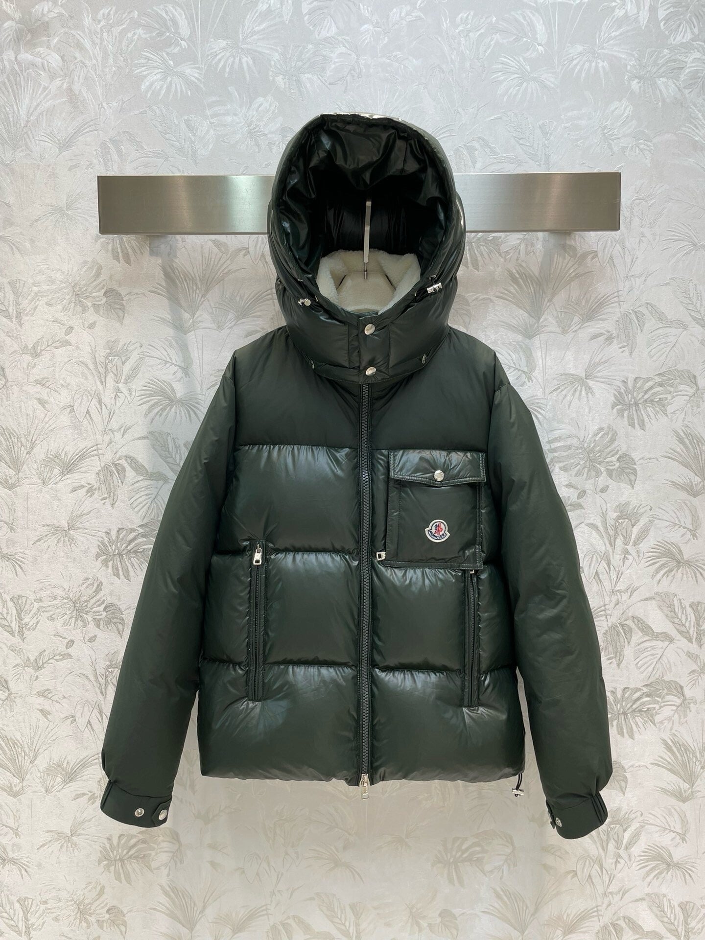 Moncle* 23 new style drawstring waist bread down jacket hooded detachable