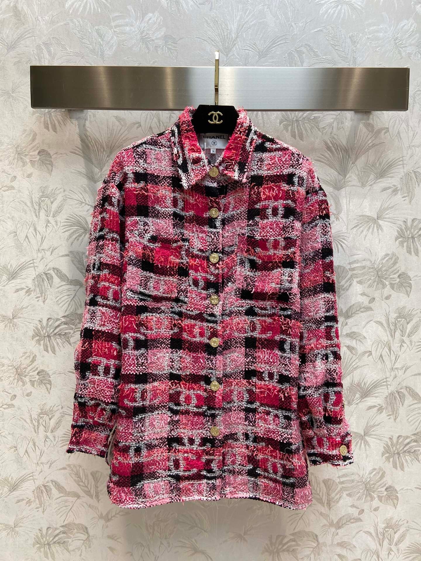 Chane*22 Island area coco beach limited series celebrity girls must-entweed plaid double C jacquard