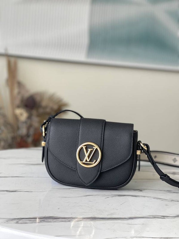 Black leather hand bag