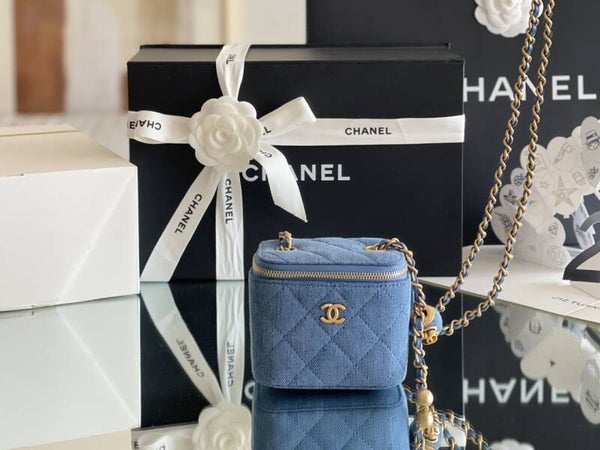 Mini denim make up bag