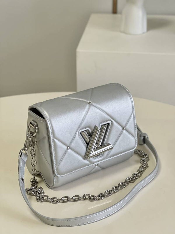 Handbag leather mini silver