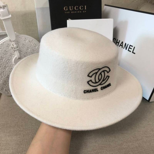 Chanel 22 autumn and winter new edge flat-top wool top hat🎩