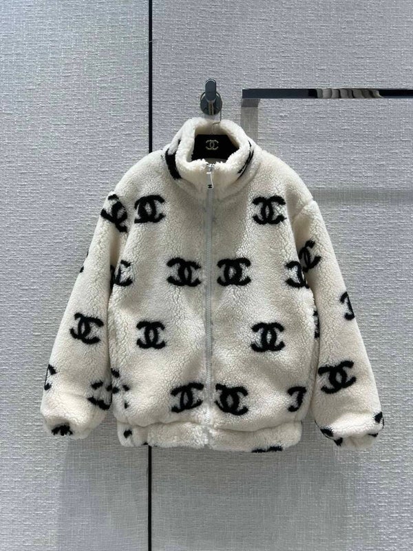 C hane*22  cashmere stand-up collar zipper jacket