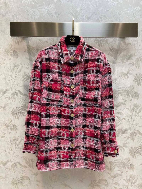 Chane*22 Island area coco beach limited series celebrity girls must-entweed plaid double C jacquard