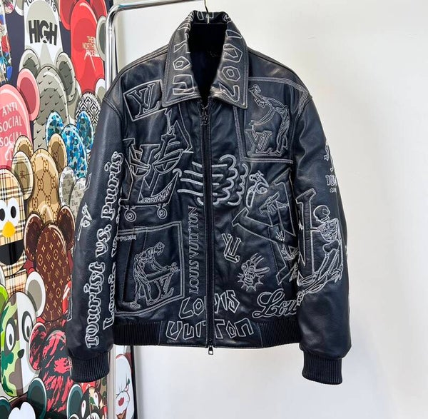 Whole embroidered craft leather jacket