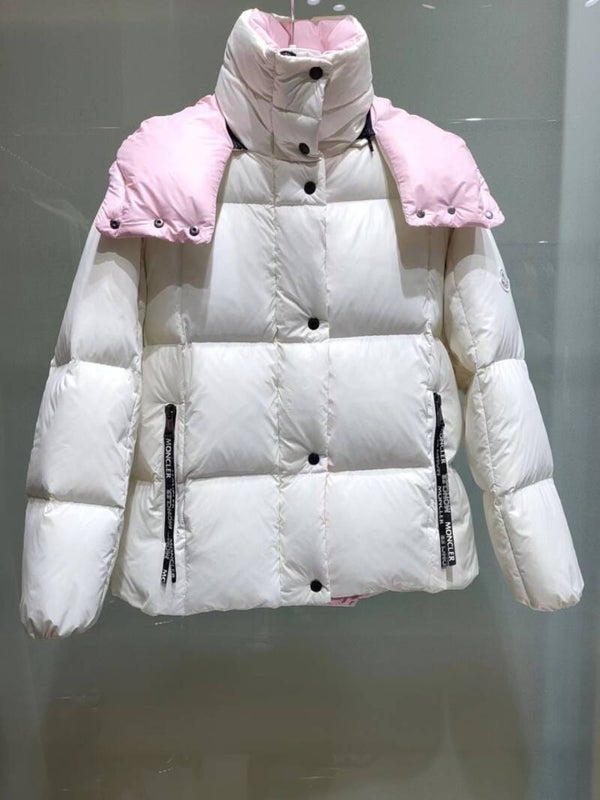 M//ncler  down jacket with contrasting color and pink inner hood, women’s version of the masked Parana thickened goose down jacket