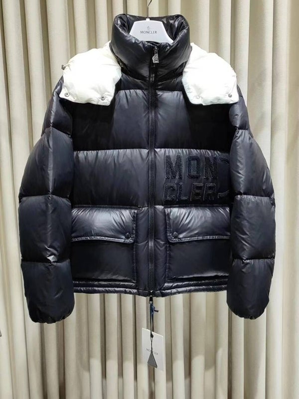 M//ncler cropped jacket in signature patented nylon.