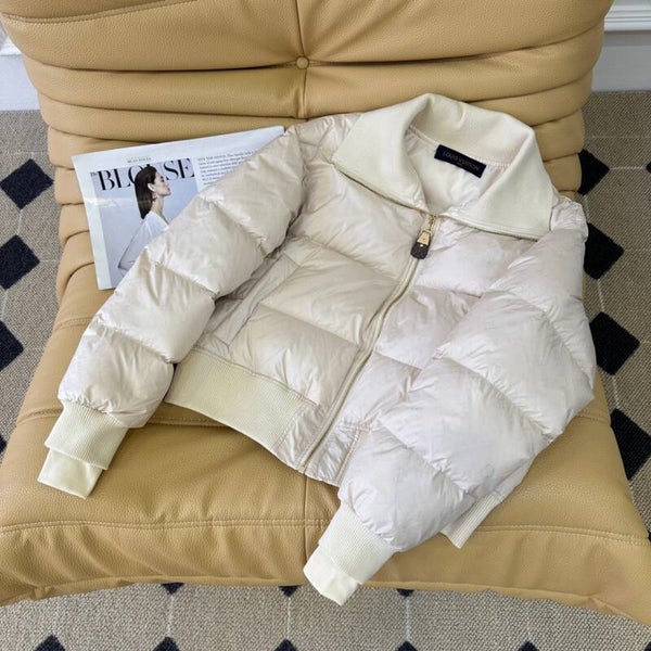 L home stand-up collar short dark pattern down jacket