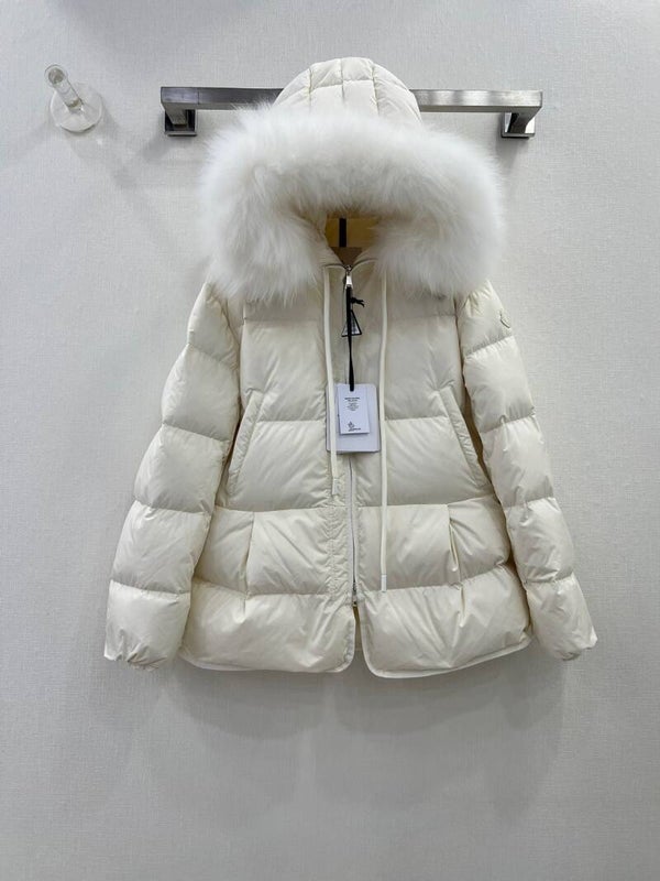 Moncle*23 classic down jacket, oversized fur collar
