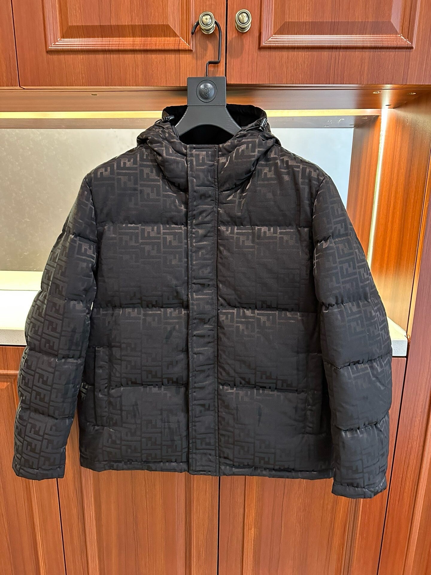 F//NDI  2023 autumn and winter latest hat jacquard down jacket