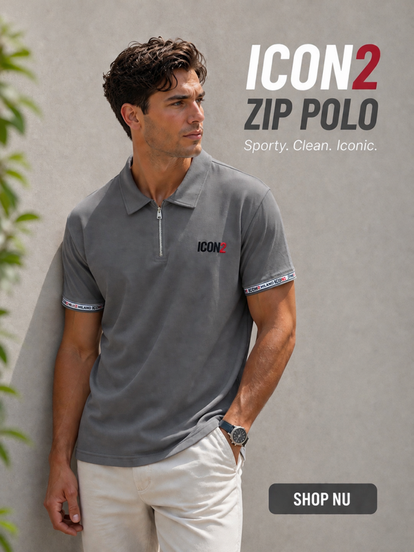 Icon zip polo grijs