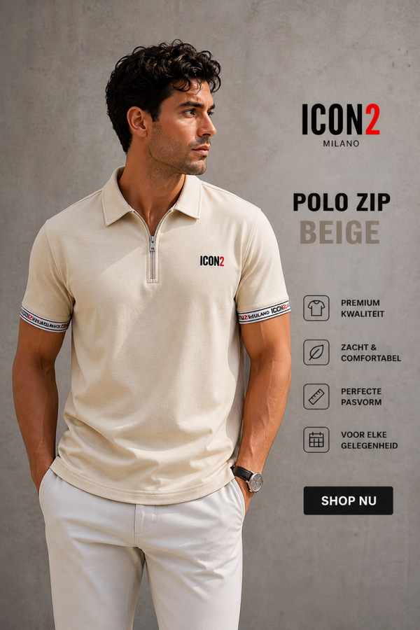 Icon zip polo beige