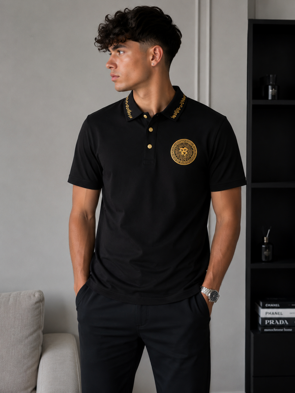 Heren polo klein logo leeuw