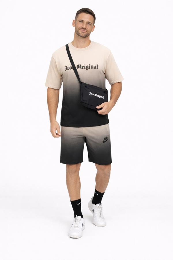 Tshirt en korte broek beige inclusief tasje  tx1274-4