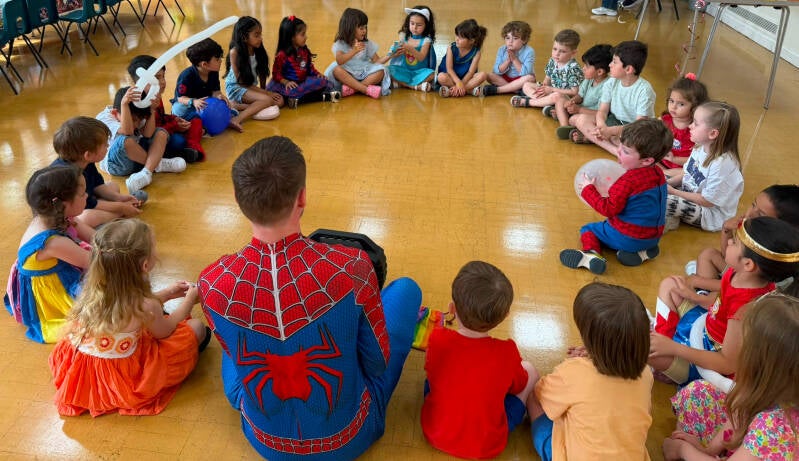 Spiderman themed children’s dance party entertainer in London