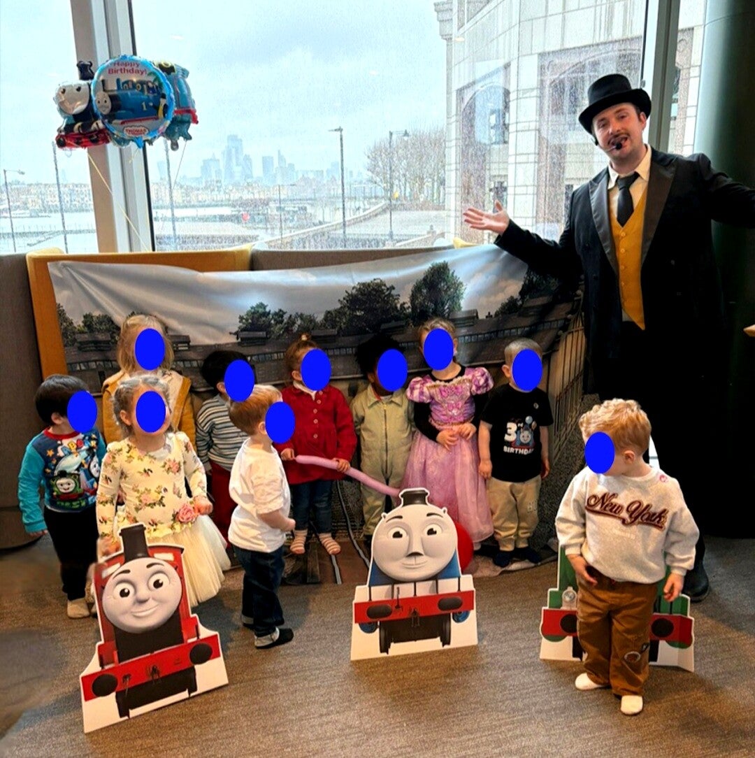 trains themed children’s party entertainer in London