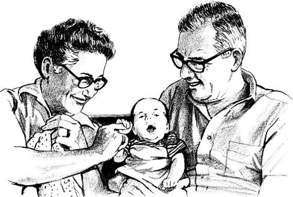 SW P17027/197 Opa en oma met baby