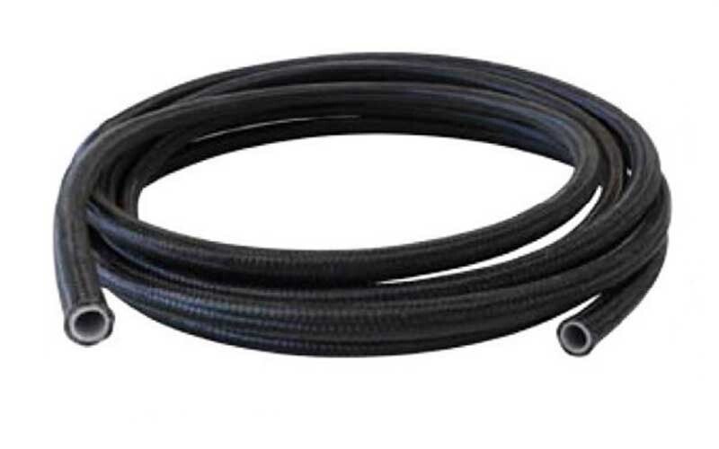 AN-06 Teflonslange (PTFE) nylon/varmeomspundet sort