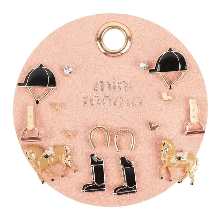 Paardrijden oorbellen set – 8 paar oorknopjes voor ponymeisjes en ruiters – Mini Momo sieraden