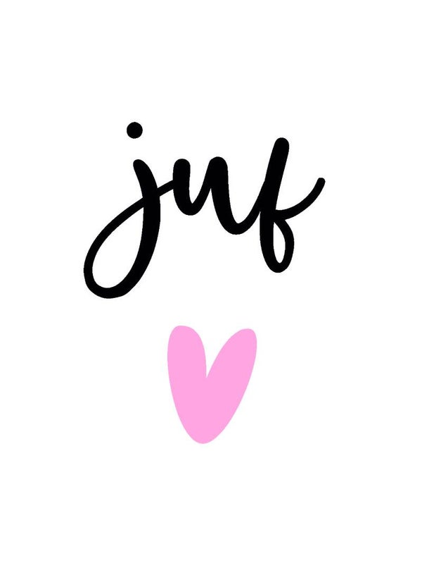 Postkaart Juf (roze/staand)  - by Twist Lifestyle