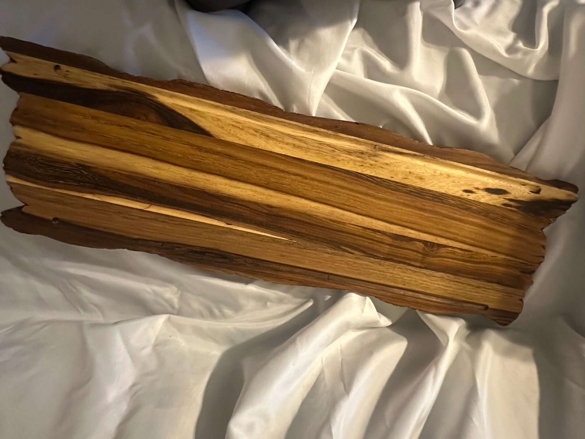 32” Black Walnut/Claro Walnut chainsaw, chiseled, distressed charcuterie/cutting board.