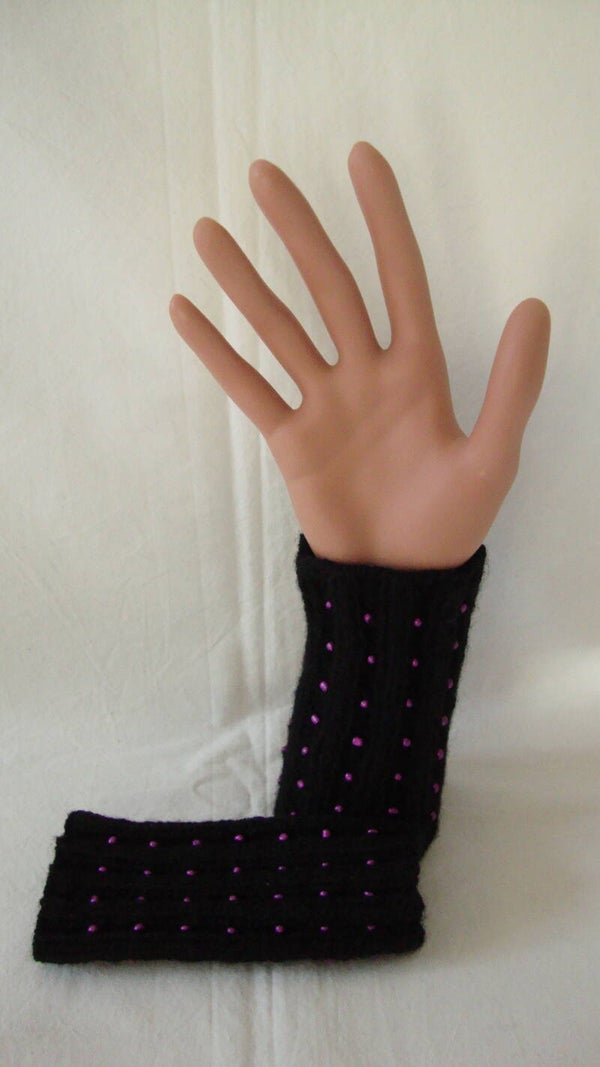 Pulswärmer Kurz mit Perlen