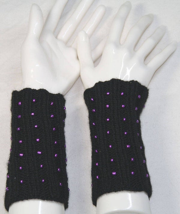 Pulswärmer Kurz mit Perlen