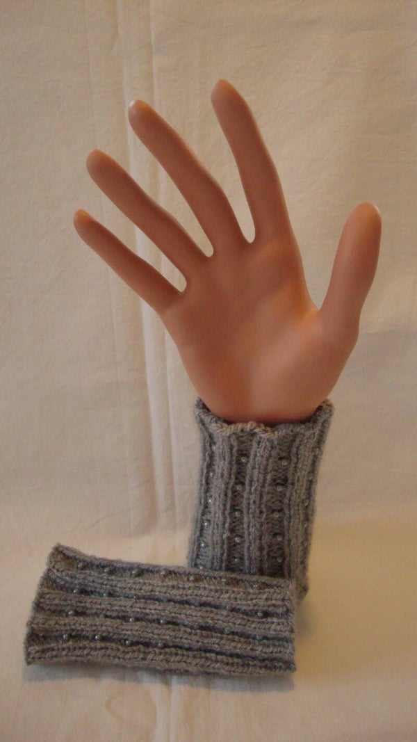 Pulswärmer Kurz mit Perlen