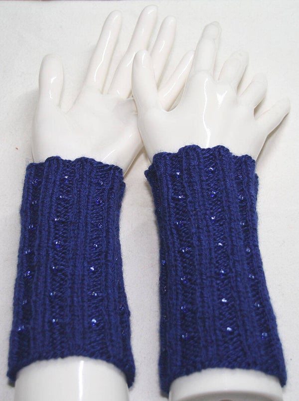 Pulswärmer Kurz mit Perlen