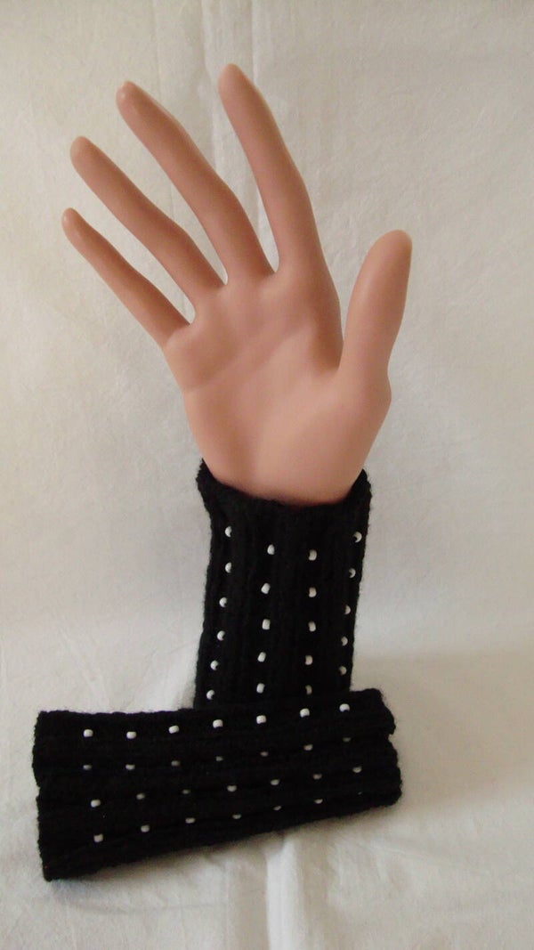 Pulswärmer Kurz mit Perlen