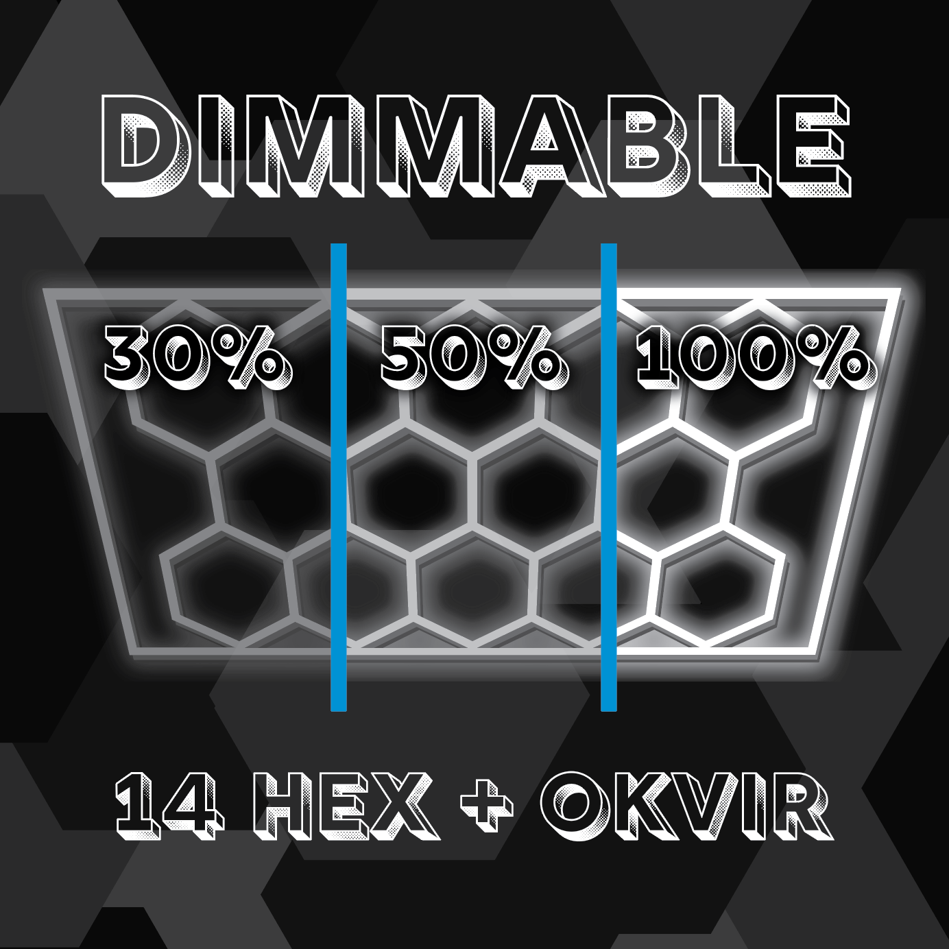 Dimmable LED Hexagon Luč 14 HEX – Nastavljiva Svetilnost