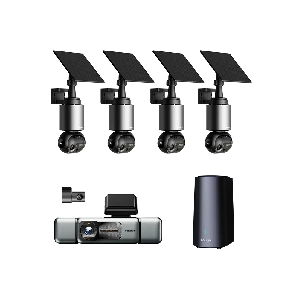 Home   &   Drive   Security   Bundle:   W510   4-Cam   Outdoor   Camera   +   G980H   4-Channel   Dash   Cam