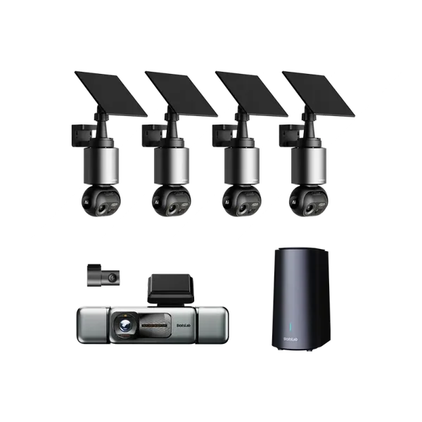 Home   &   Drive   Security   Bundle:   W510   4-Cam   Outdoor   Camera   +   G980H   4-Channel   Dash   Cam
