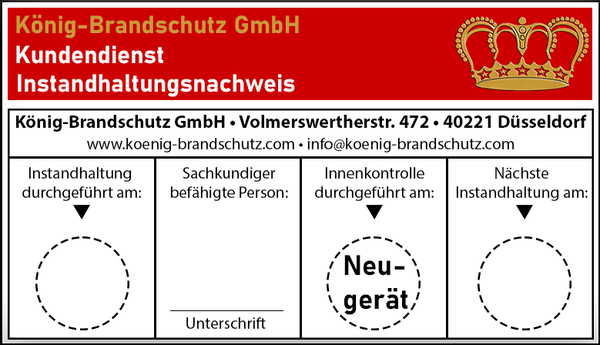 Instandhaltungsnachweis mit Plakette für Gewerbe, Gültigkeit 2 Jahre