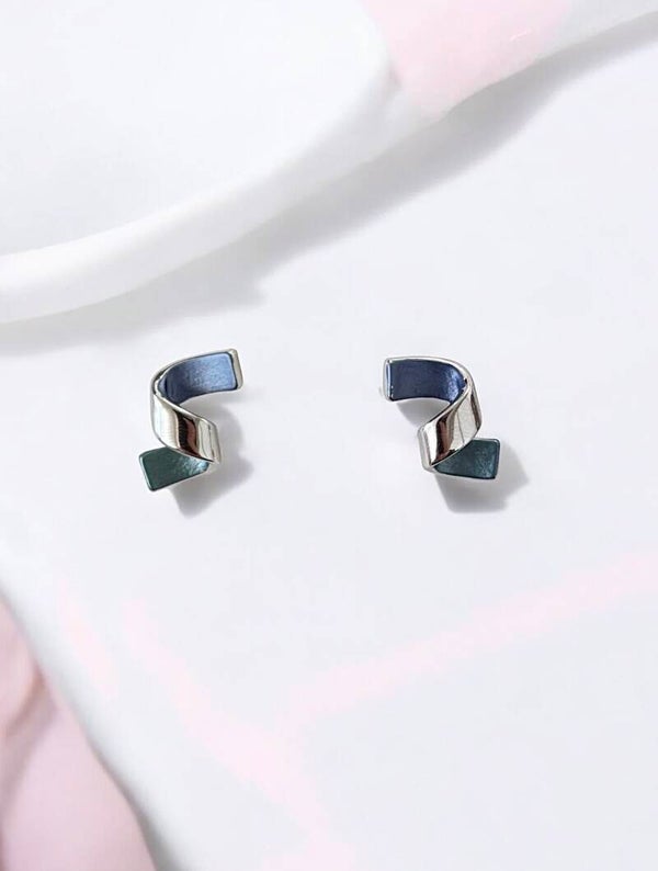 Ohrstecker - Spirale blau