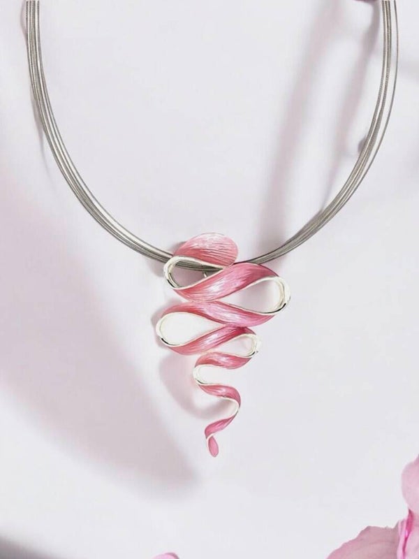 Kette rhodiniert pink Art. 327