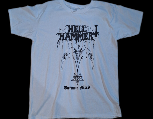 CAMISETA HELLHAMMER SATANIC RITES BLANCA