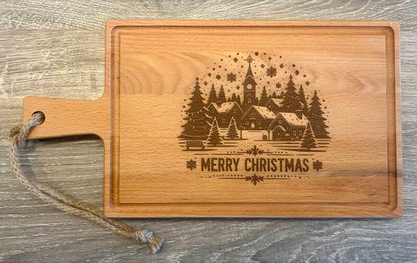 Premium Kerst Borrelplank Kerstdorp 38x20cm