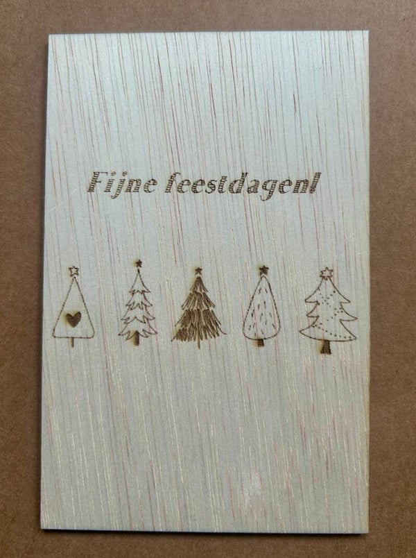 Houten kerstkaart - Fijne Feestdagen